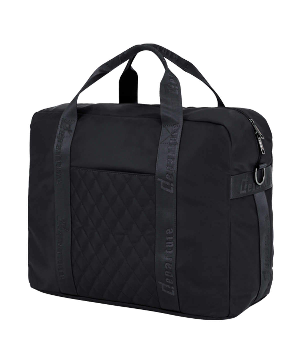 《旅行配件》菱格紋大型側背袋-黑色