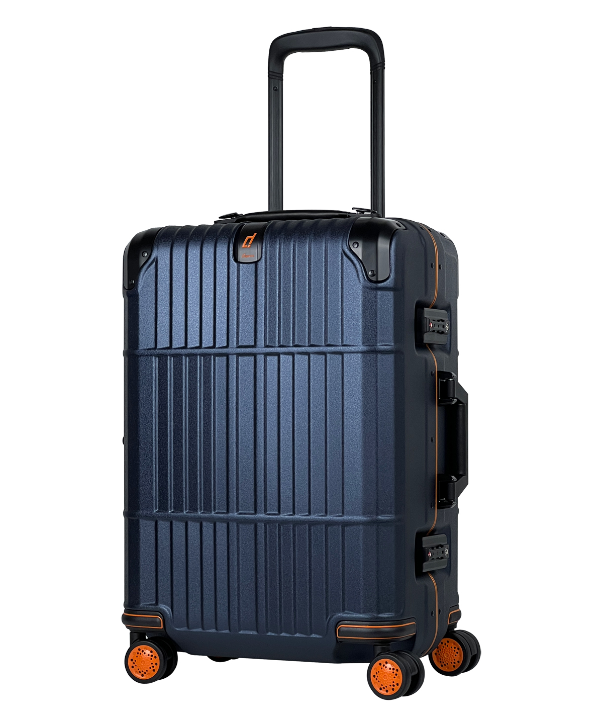 《登峰造極細鋁框 橘框煞車箱》行李箱-21吋 深藍電子紋